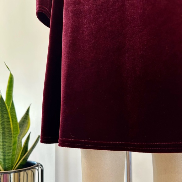 Vintage 90’s Velvet Burgundy Long Sleeve Dress - Picture 9 of 15